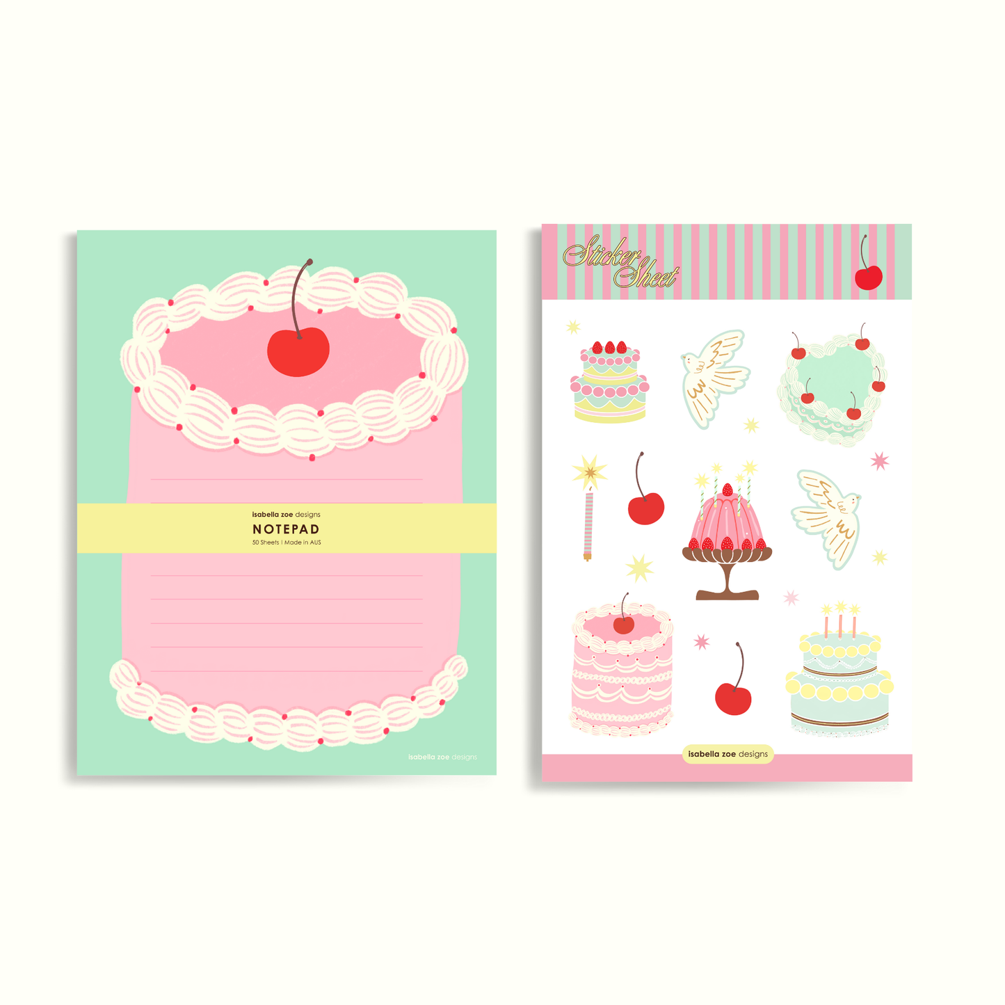 Stationery Lover Bundle - Tier Cake Notepad and Sweet Wishes Sticker Sheet