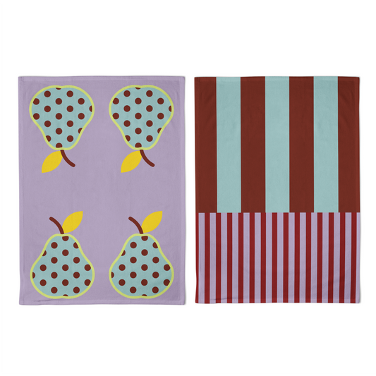 Pear & Striped Tea Towel Set