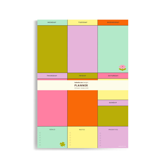 Weekly Planner, Colourful Charms Notepad - A4